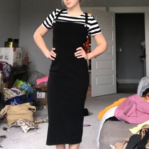 Vintage pin up suspender stripped midi dress